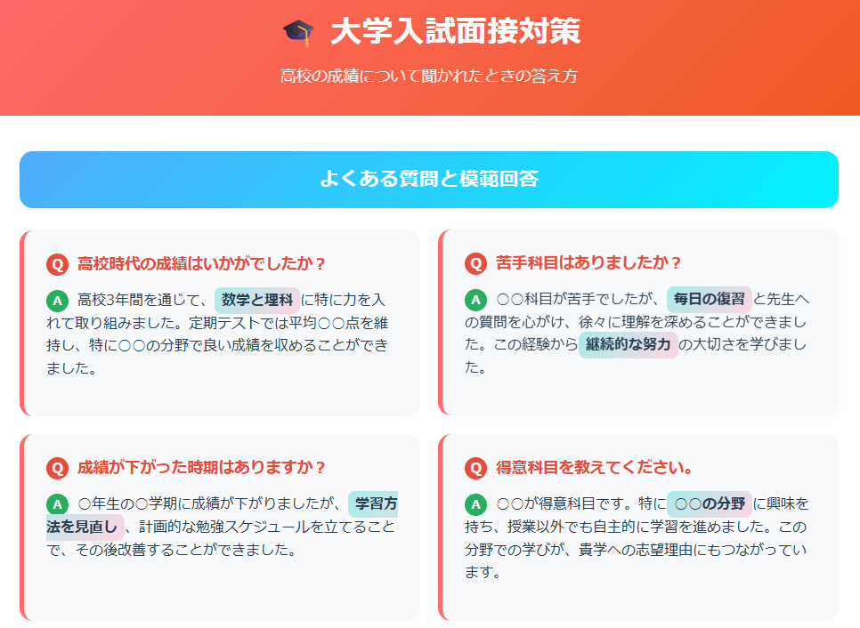 高校成績面接答え方図解